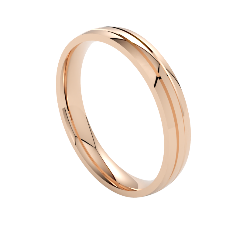 Damska elegancka obrączka ślubna z różowego złota 585